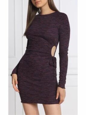 Desigual Michigan Long Sleeve Cutout Bodycon Dress Plum